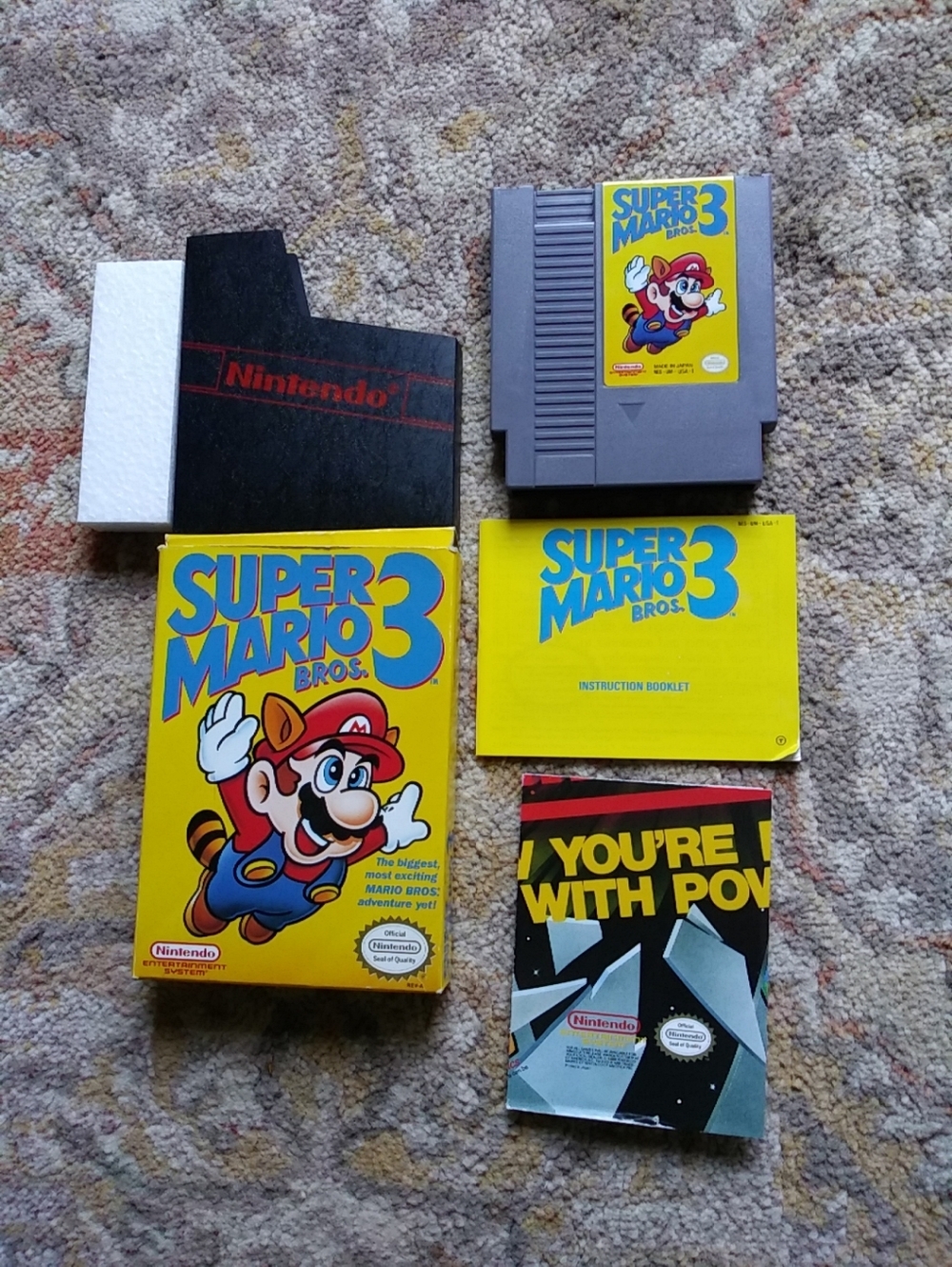 Rare Nintendo Super Mario Bros. 3 Yellow Boxed NES Game with Gray Cartridge